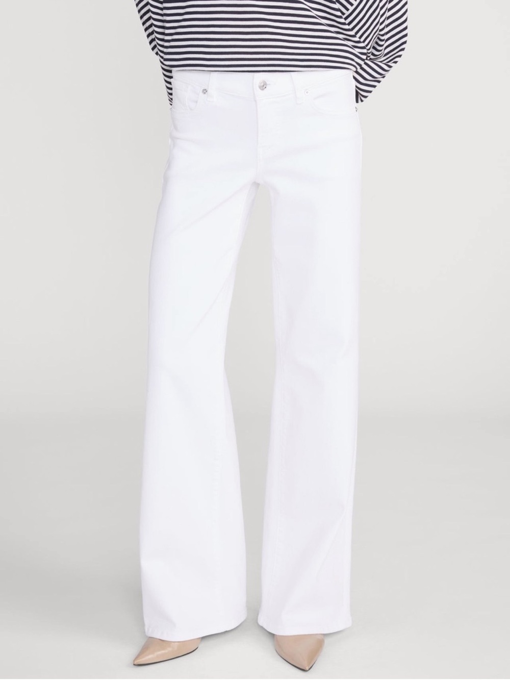 FRAME Low Rise Le Slim Palazzo Wide Leg Jeans White Size 30 NWT - Picture 2 of 9